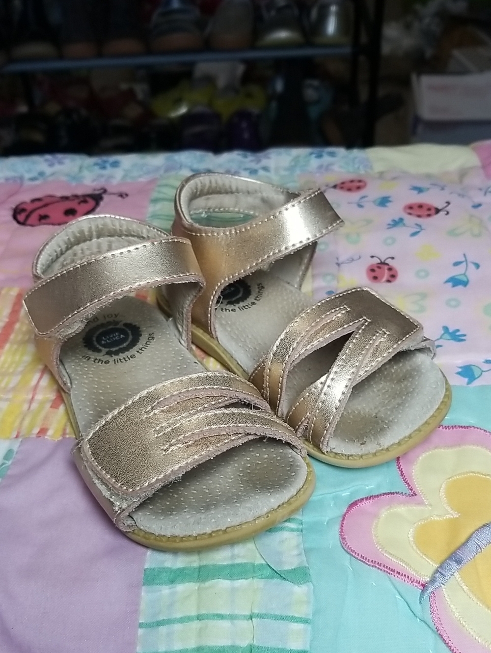 Livie & Luca Metallic Rose Gold Adjustable Leather Sandals Size 8 Athena